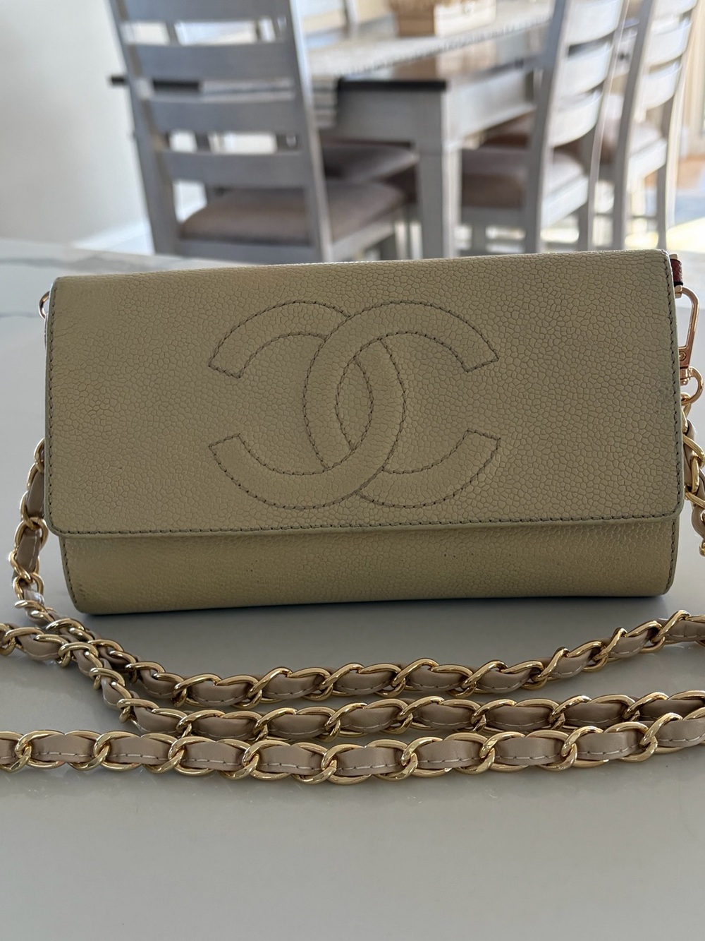 Chanel Timeless CC Caviar Clutch / Wallet with Chain to Convert to Shoulder Bag
